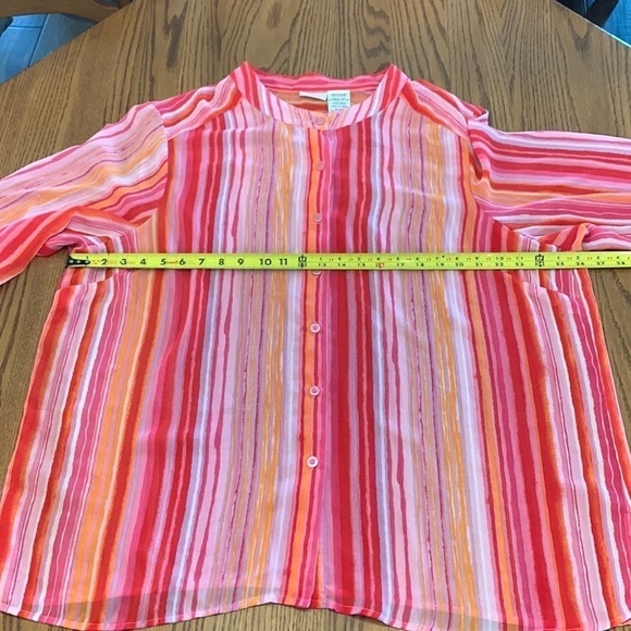22W-24W white stag plus blouse Barbie pink Valentine’s Day top vertical stripes - Picture 5 of 8